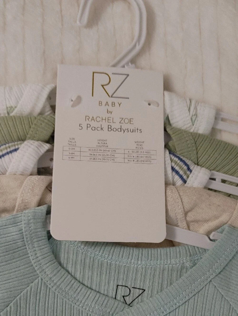5 Pack Bodysuits Rachel Zoe Baby Ribbed Wrap One-Piece in Sage Green